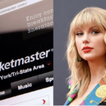 Ticketmaster website in one side. Picture of Taylor Swift on opposite side.